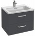 Мебель для ванной Jacob Delafon Vox 60 подвесная с 2-мя ящиками с изогнутой ручкой серый антрацит глянцевый