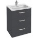 Мебель для ванной Jacob Delafon Vox 60 подвесная с 3-мя ящиками с изогнутой ручкой серый антрацит глянцевый