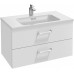 Мебель для ванной Jacob Delafon Vox 80 подвесная с 2-мя ящиками с изогнутой ручкой белый блестящий лак