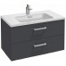 Мебель для ванной Jacob Delafon Vox 80 подвесная с 2-мя ящиками с прямоугольной ручкой серый антрацит глянцевый