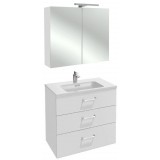 Мебель для ванной Jacob Delafon Vox 80 подвесная с 3-мя ящиками с изогнутой ручкой белый блестящий лак с зеркалом-шкафом