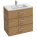 Мебель для ванной Jacob Delafon Vox 80 подвесная с 3-мя ящиками с изогнутой ручкой ореховое дерево с зеркалом-шкафом