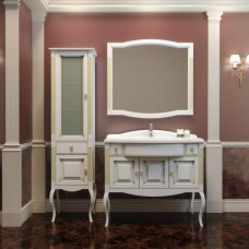 Мебель для ванной Opadiris Лаура 100 напольная белая с патиной