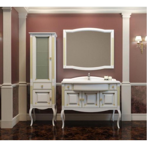 Мебель для ванной Opadiris Лаура 120 напольная белая с патиной