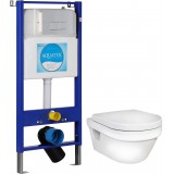 Унитаз Gustavsberg Hygienic Flush WWC 5G84HR01 безободковый и инсталляция Aquatek Slim 10.705.51C.021.81 с кнопкой смыва